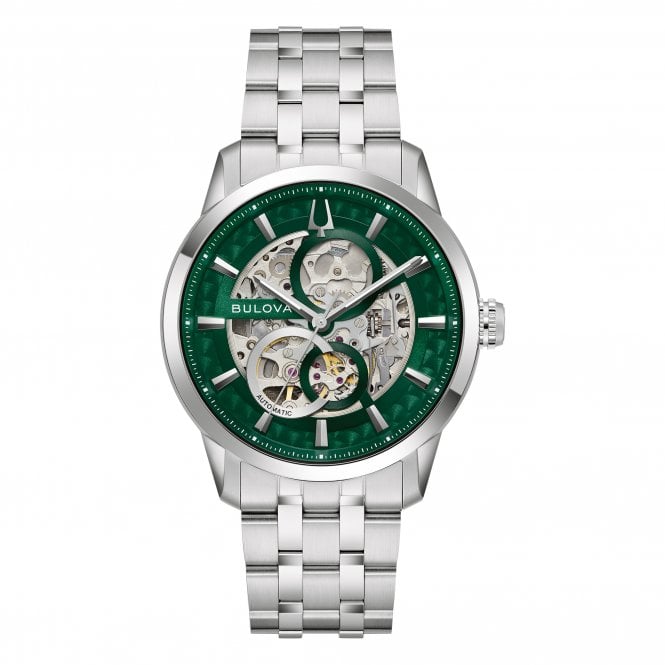 Bulova  Gents Sutton Green Dial Stainless Steel Automatic Watch