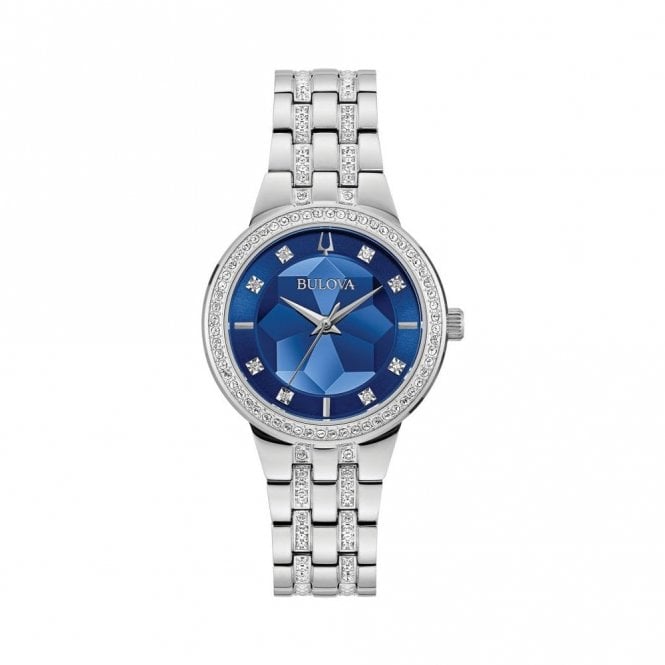 Bulova  Ladies Phantom Crystal Blue Dial Stainless Steel Watch