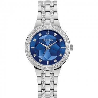 Bulova Ladies Phantom Crystal Blue Dial Stainless Steel Watch