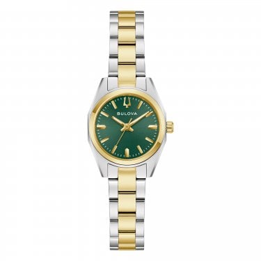 Bulova Ladies Surveyor Green Dial Two Tone Stainless Steel Watch