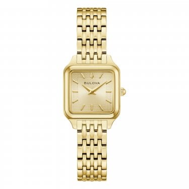 Bulova Ladies Sutton Rectangular Dial Gold Tone Stainless Steel Watch