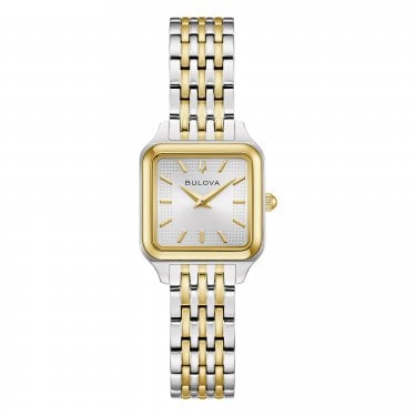 Bulova Ladies Sutton Rectangular Dial Two Tone Stainless Steel Watch