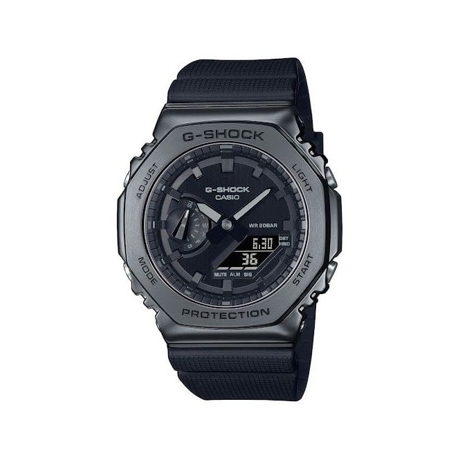 G-Shock Casio  Gents 2100 All Black Metal Cover Series Black Resin Strap Watch