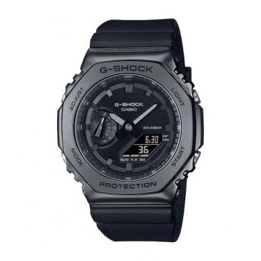 Casio G-Shock Gents 2100 All Black Metal Cover Series Black Resin Strap Watch
