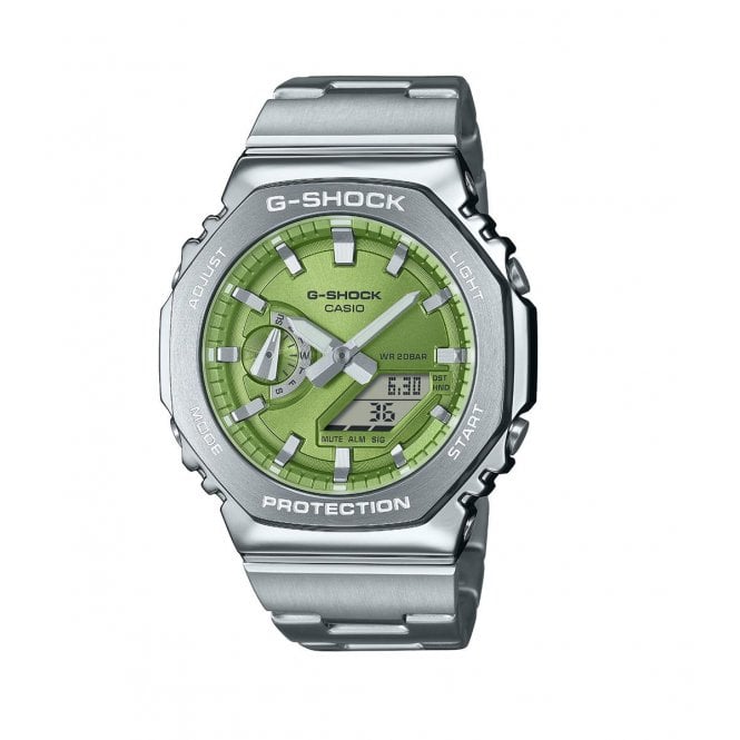 G-Shock Casio  Gents 2100 Series Green Dial Stainless Steel Watch  
