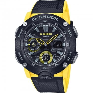 Casio G-Shock Gents Carbon Core Guard Black & Yellow Resin Strap Watch
