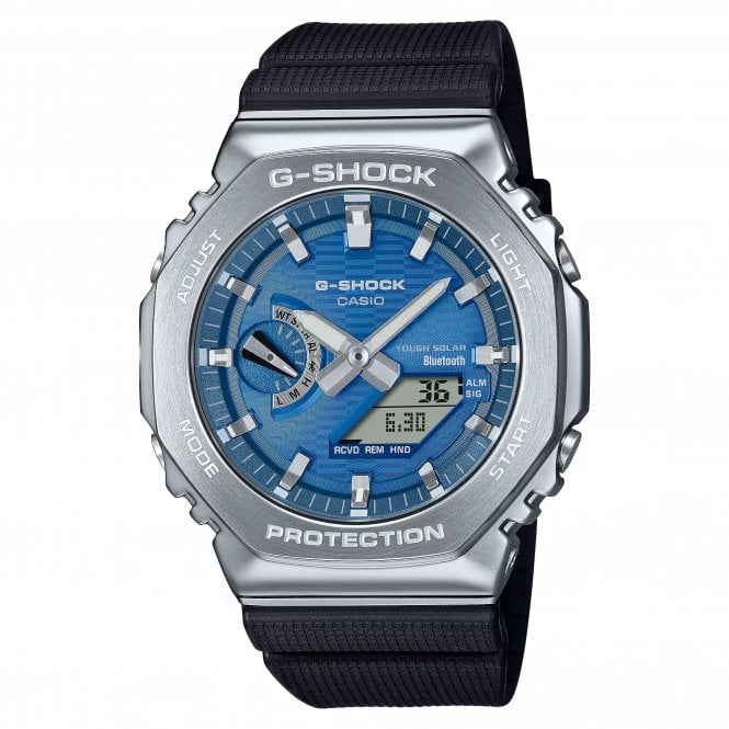 G-Shock Casio  Gents G-Steel 2100 Series Blue Dial Black Resin Strap Watch