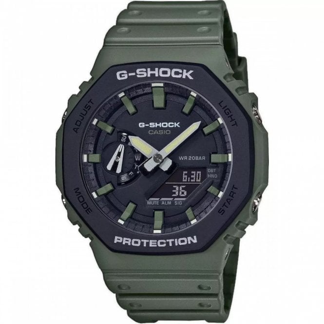 G-Shock Casio  Gents Layered Bezel Carbon Core Green Resin Strap Watch