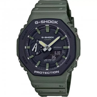 Casio G-Shock Gents Layered Bezel Carbon Core Green Resin Strap Watch