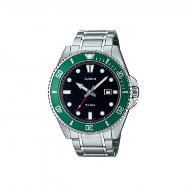 Casio Gents Green Dial Diver's Collection Stainless Steel Watch