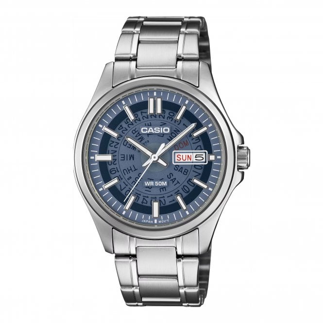Casio  Gents MTP-E740 Series Blue Dial Stainless Steel Strap Watch
