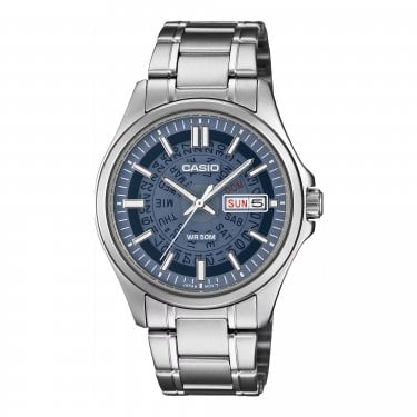Casio Gents MTP-E740 Series Blue Dial Stainless Steel Strap Watch
