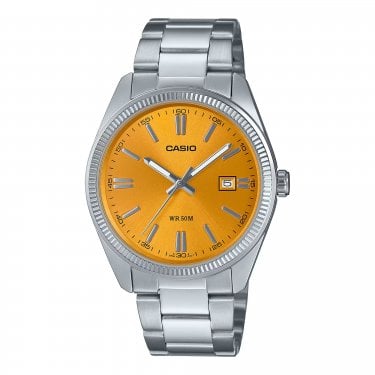 Casio Gents Vintage Collection Yellow Dial Stainless Steel Watch