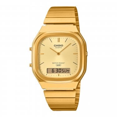 Casio Unisex AQ Series Gold Tone Stainless Steel Watch