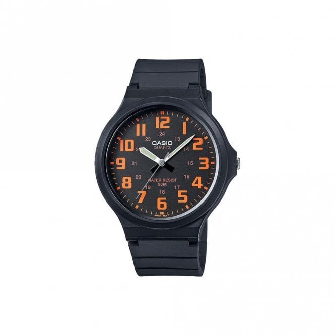 Casio  Unisex Core Collection Orange Dial Black Resin Strap Watch