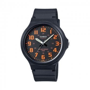 Casio Unisex Core Collection Orange Dial Black Resin Strap Watch
