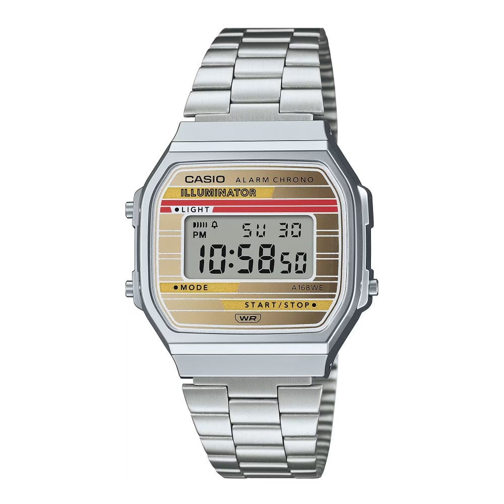 Casio Unisex Iconic Red & Cream Dial Stainless Steel Watch - Watches ...