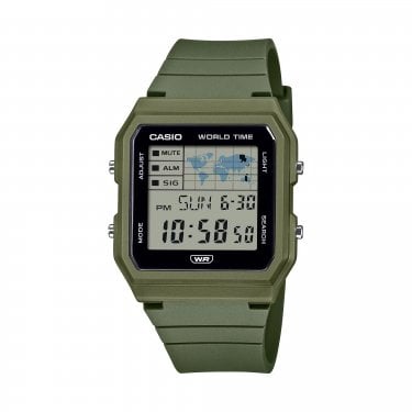 Casio Unisex Pop Digital World Map Green Resin Strap Watch 