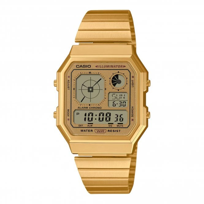 Casio  Unisex Vintage Digital Gold Tone Stainless Steel Watch