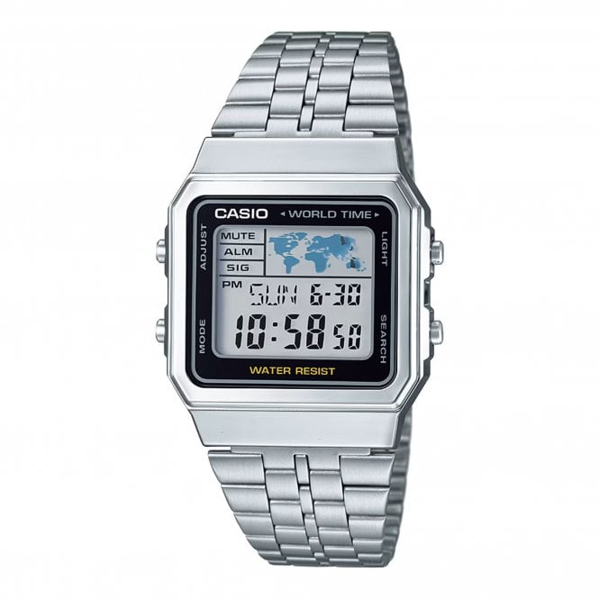 Casio  Unisex Vintage World Map Stainless Steel Watch