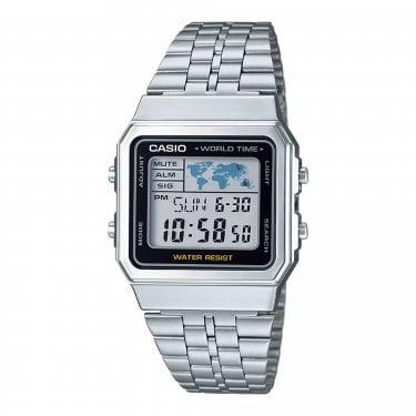 Casio Unisex Vintage World Map Stainless Steel Watch