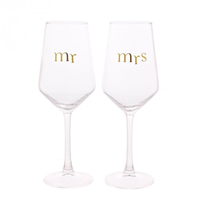 Celebrations  Confetti Mr & Mrs Set of 2 Wine Glasses 22.7 x 17.4 x 8.1cm 