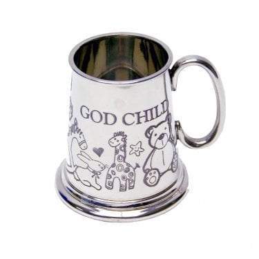 Celebrations God Child Silver Plated Pewter Mug 7.5cm x 9cm x 7.5cm