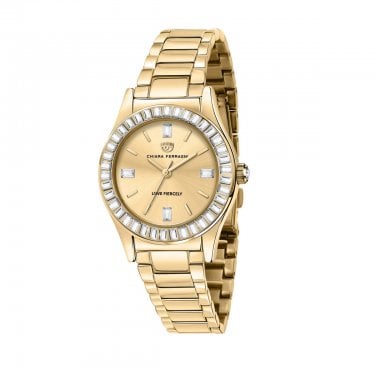 Chiara Ferragni Contemporary Stone Set Yellow Gold Tone Bracelet Strap Watch