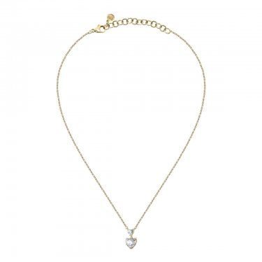Chiara Ferragni White CZ Double Heart Yellow Gold Rhodium Necklace 38+4cm
