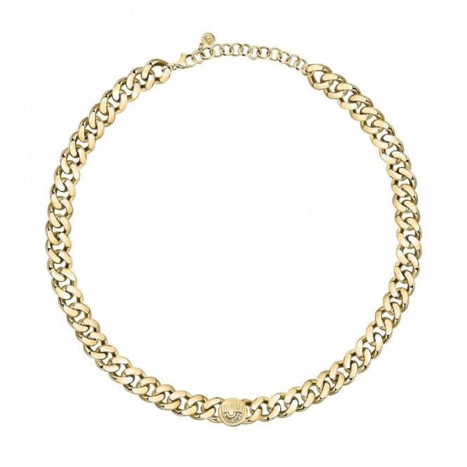 Chiara Ferragni  Yellow Gold Rhodium Logo Chain Necklace 38+4cm