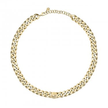 Chiara Ferragni Yellow Gold Rhodium Logo Chain Necklace 38+4cm