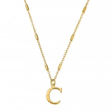 ChloBo Iconic Initial C Gold Tone Necklace 40cm + 5cm
