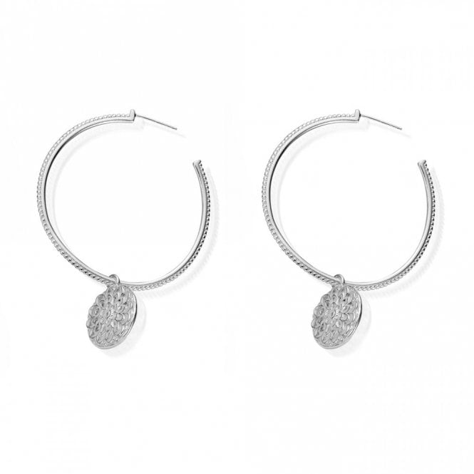 ChloBo  Moonflower Hoop Earrings 4.5cm with 1.5cm Charm  