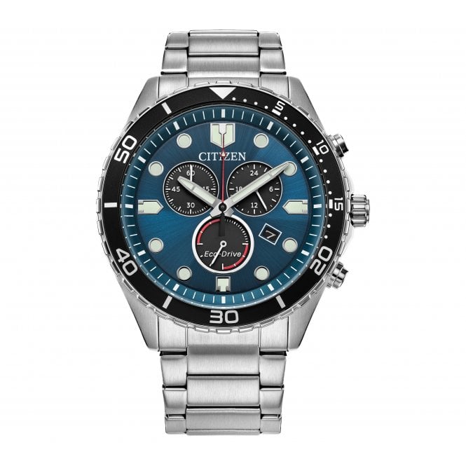 Citizen  Gents Chronograph Blue Dial Stainless Steel Eco Drive Watch