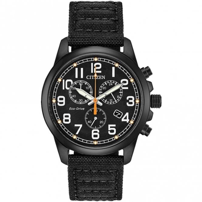 Citizen  Gents Military Eco-Drive Black Fabric Strap Watch