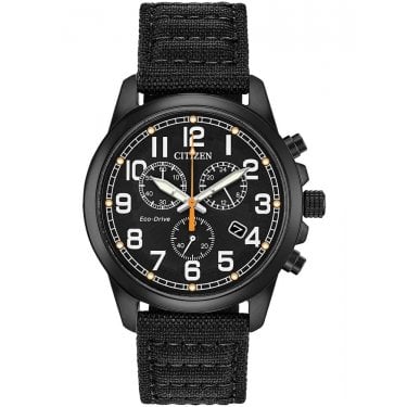 Citizen Gents Military Eco-Drive Black Fabric Strap Watch