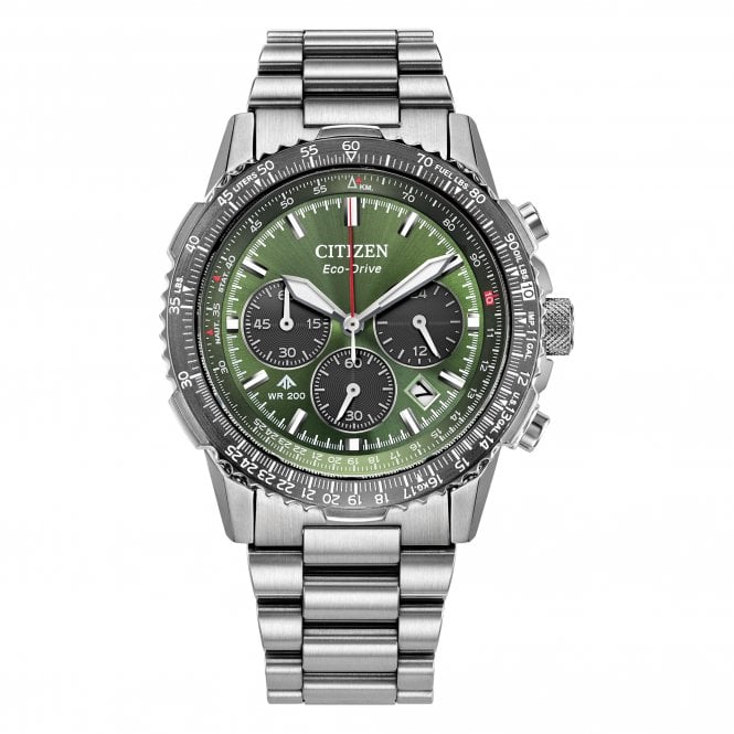 Citizen  Gents Promaster Air Navihawk Green Dial Stainless Steel Eco Drive Watch