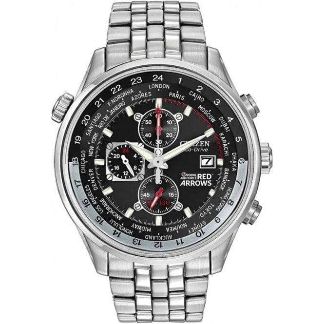 Citizen  Gents Red Arrows WR100  Eco-Drive Stainless Steel Bracelet Strap Watch
