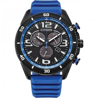 Citizen Gents Sport Chronograph Eco Drive Blue Silicone Strap Watch