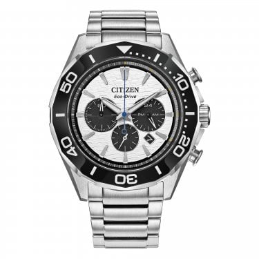 Citizen Gents Sport Chronograph White Dial Stainless Steel Eco Drive Watch
