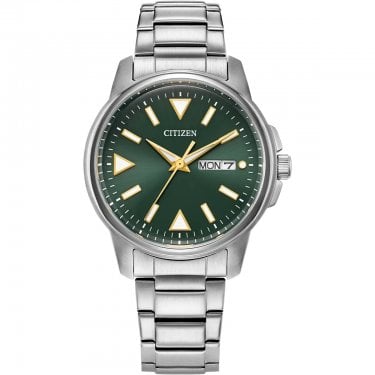 Citizen Gents Sport Green Dial Eco Drive Stainless Steel Watch
