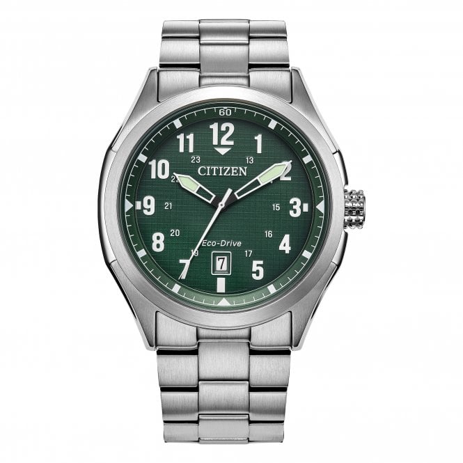 Citizen  Gents Terra Force Green Dial Stainless Steel Eco Drive Watch