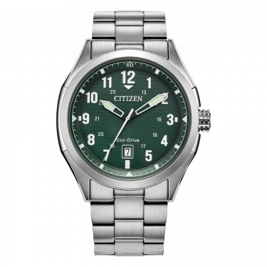 Citizen Gents Terra Force Green Dial Stainless Steel Eco Drive Watch