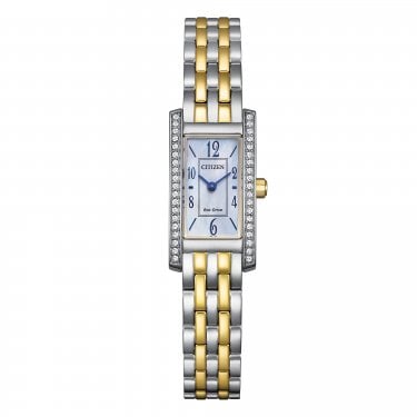 Citizen Ladies Petite Palidoro Crystal Mother of Pearl Dial Two Tone Stainless Steel Eco Drive Watch