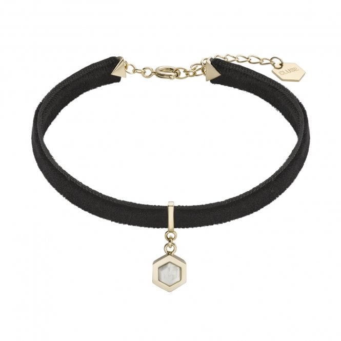 Cluse  Amourette Black Velvet & Gold Marble Bracelet 17.5cm