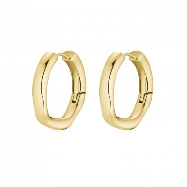 Cluse Essentielle Irregular Gold Tone Hoop Earrings 22mm