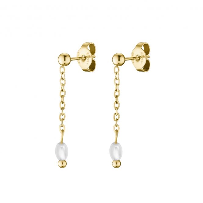 Cluse  Essentielle Pearl Gold Tone Drop Earrings 2.5cm