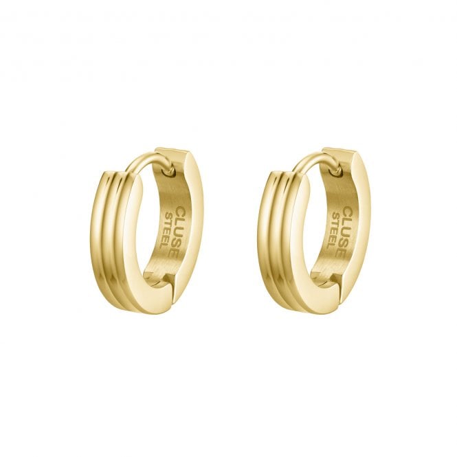 Cluse  Essentielle Textured Gold Tone Hoop Earrings 13.8mm
