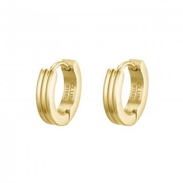 Cluse Essentielle Textured Gold Tone Hoop Earrings 13.8mm