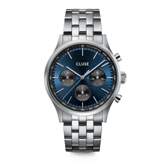 Cluse  Gents Anthéor Multifunction Blue & Black Dial Stainless Steel Watch